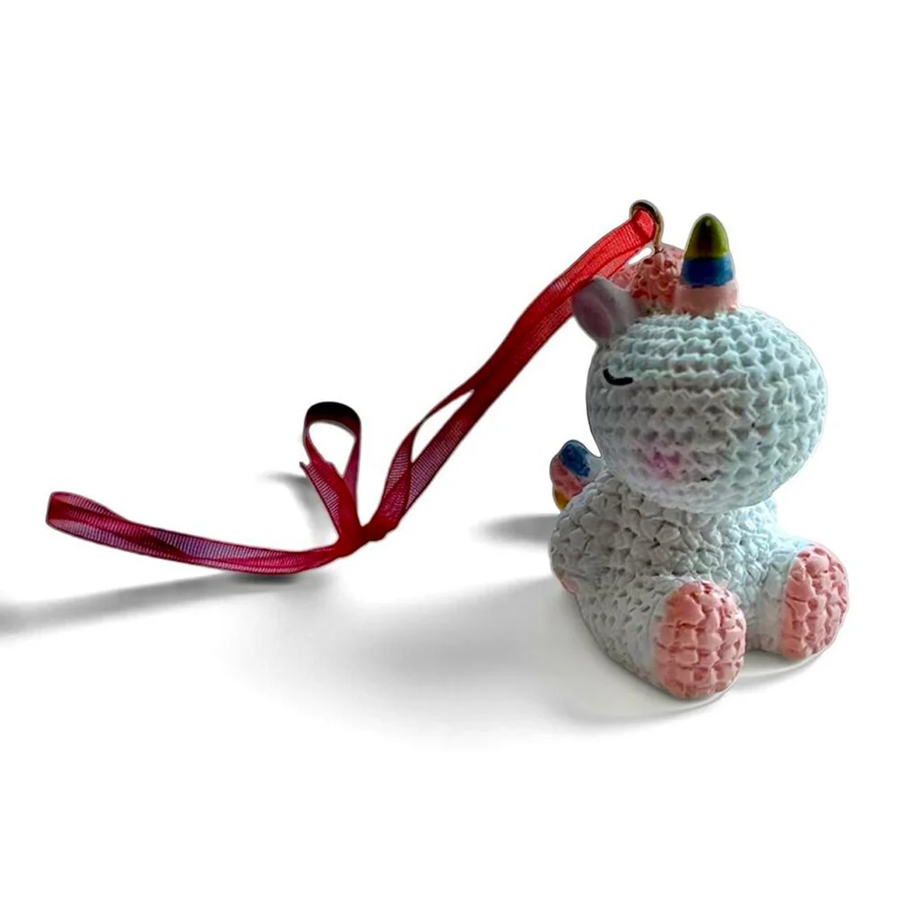 Cute Pink White Unicorn Resin Christmas Ornament 2.3”